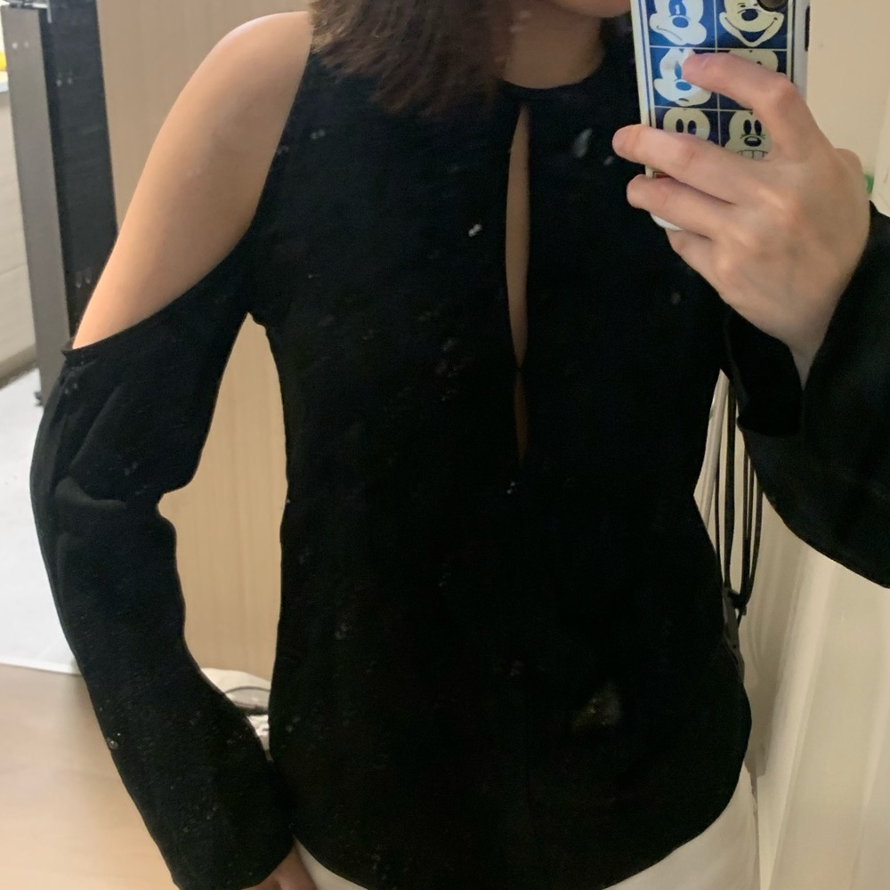 Theory cold shoulder blouse top